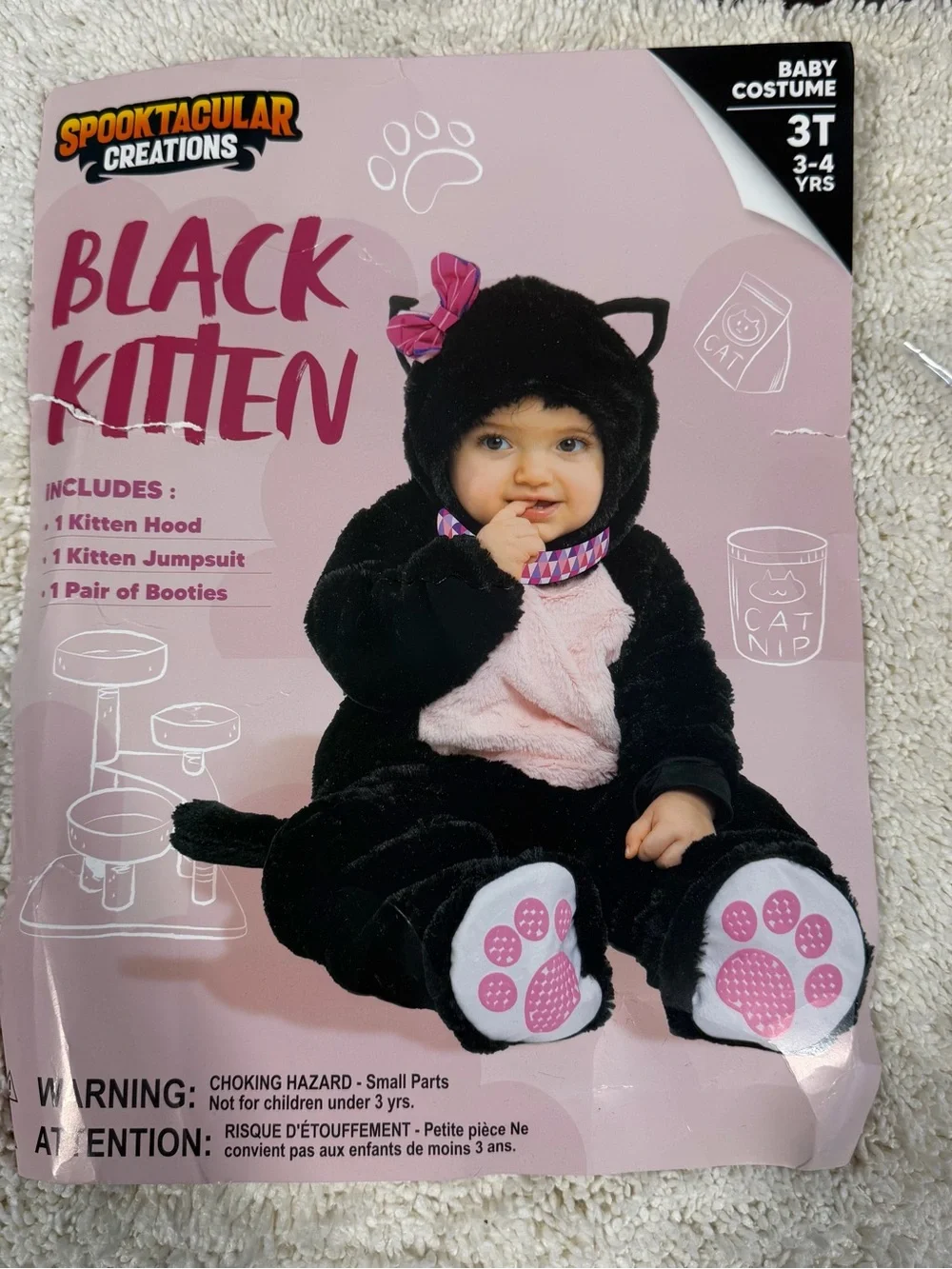 Kids Plush Black and Pink kitty cat Animal Costume 3T